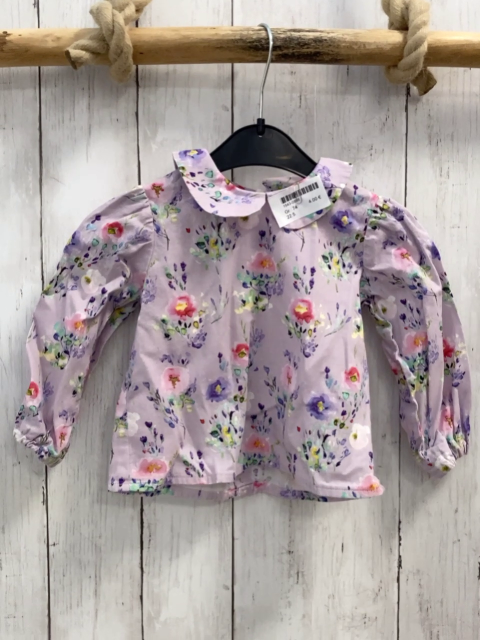 Bluse Gr. 74  flieder Blumen großer Kragen