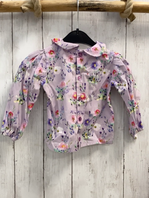 Bluse Gr. 74  flieder Blumen großer Kragen