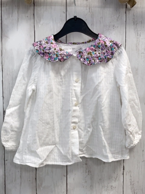 zara Bluse Gr. 92  weiß musslin großer Kragen Blumen