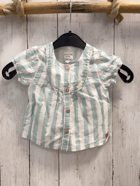 carrement beau Sommerbluse Gr. 68  hellblau weiß glitzer gestreift