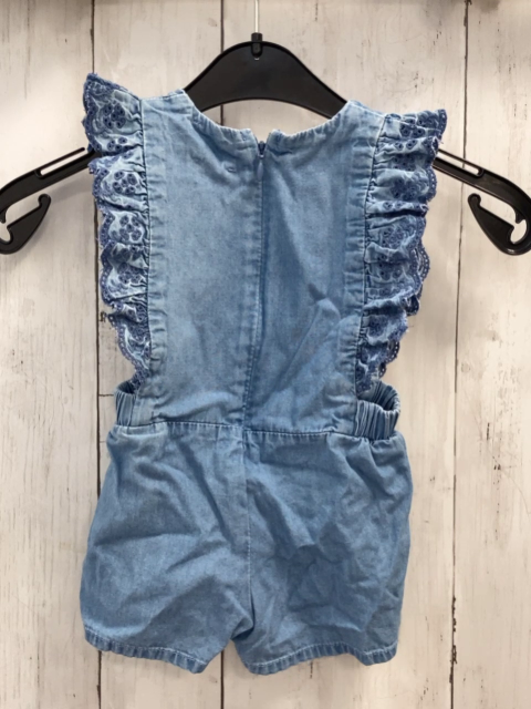 carrement beau Playsuit Gr. 68  blau Jeans Lochmuster am Ärmel