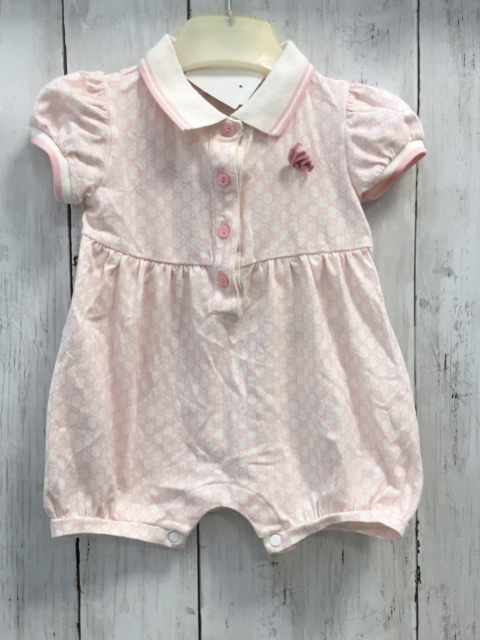 Gucci Playsuit Gr. 68  weiß rosa Muster Kragen