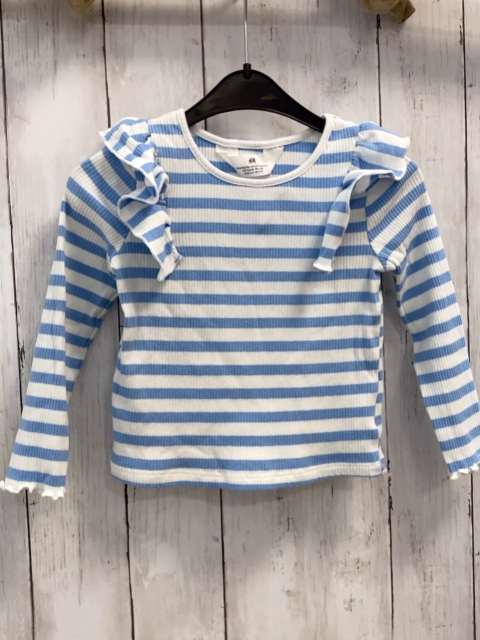 H&M Langarmshirt Gr. 98  blau weiß gestreift gerippt Rüsschen