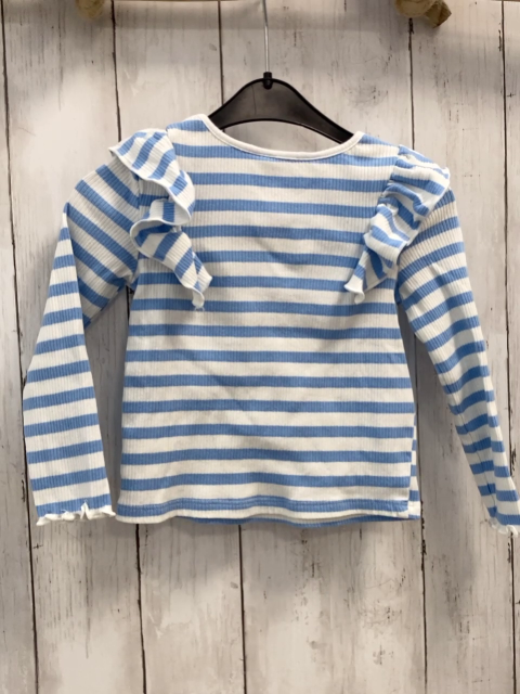H&M Langarmshirt Gr. 98  blau weiß gestreift gerippt Rüsschen