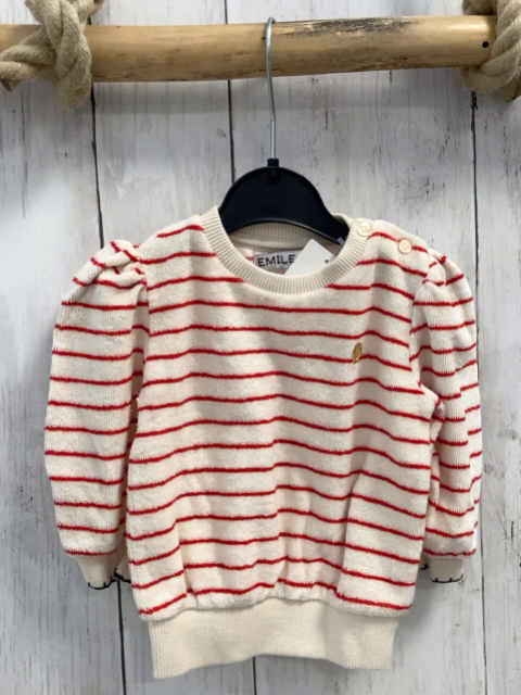 Emile & Ida Pullover Gr. 68  beige rot Streifen Frottee