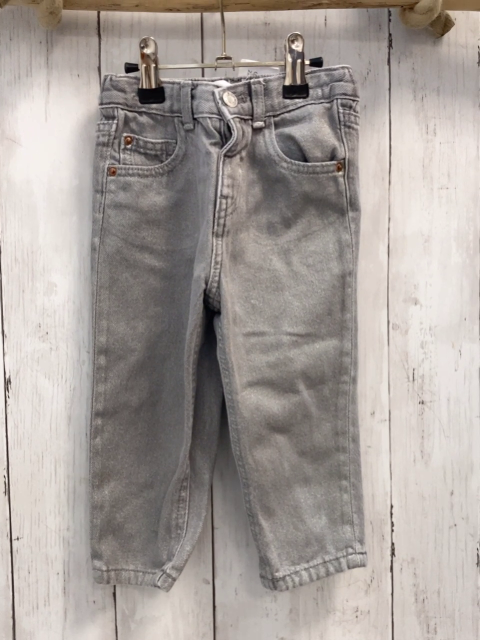 zara Hose Gr. 92  grau Jeans glitzernd Bund verstellbar