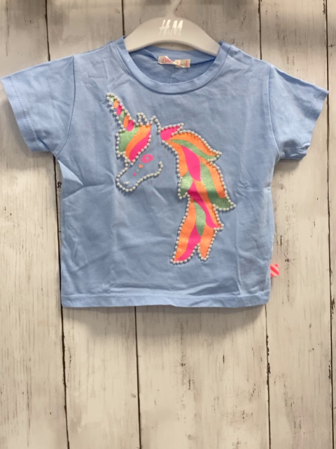 Billieblush T-Shirt Gr. 86  blau Einhorn Perlen Glitzer