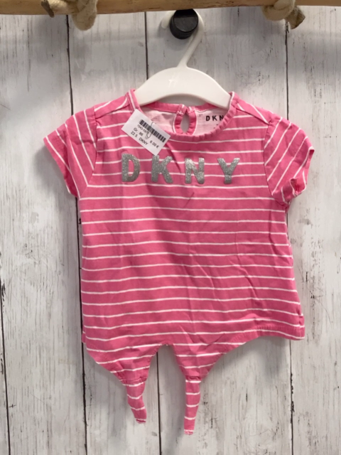 DKNY T-Shirt Gr. 86  pink weiße Streifen Glitzerschrift