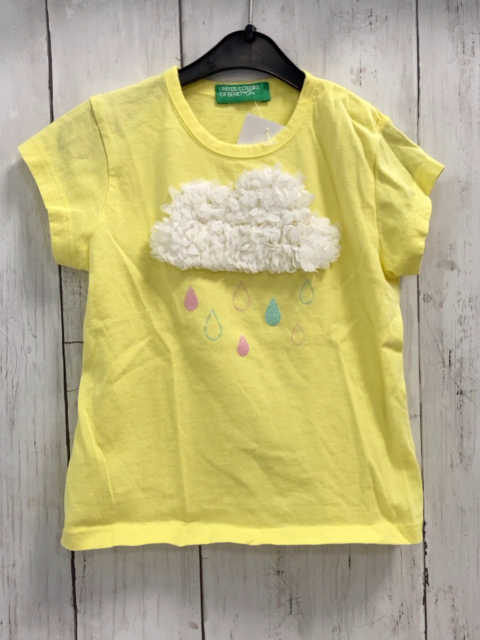 benetton T-Shirt Gr. 74  gelb Wolke Tropfen Glitzer