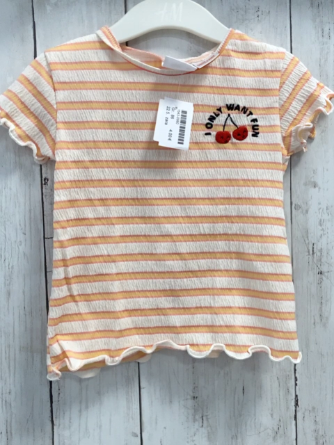 zara T-Shirt Gr. 86  weiß orange pink Streifen