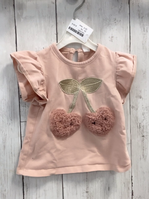 Hux T-Shirt Gr. 74  rosa gestickte Kirsche Plüschherzen