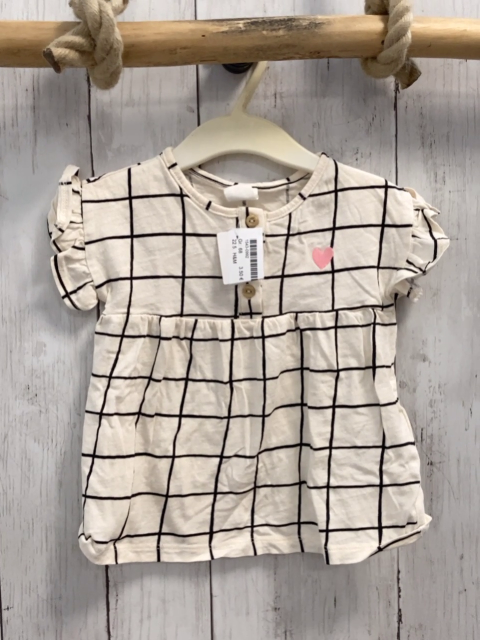 H&M T-Shirt Gr. 68  beige schwarz kariert