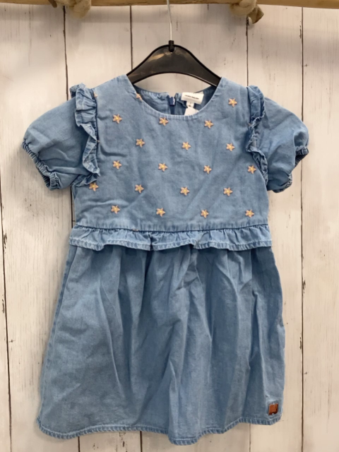 carrement beau Kleid Gr. 92  blau Jeans gestickte Blumen