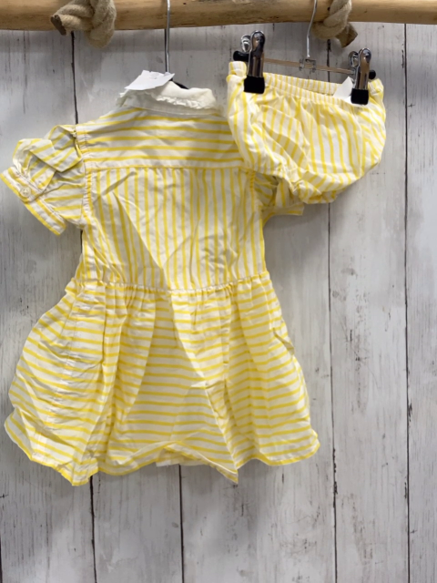 2tlg Ralph Lauren Kleid + Höschen Gr. 56  weiß gelb gestreift weißer Kragen