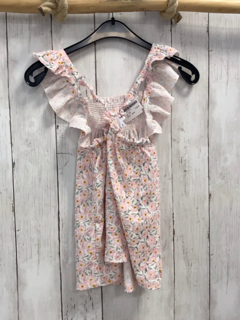 zara Kleid Gr. 92  weiß Blumen gesmoktes Oberteil