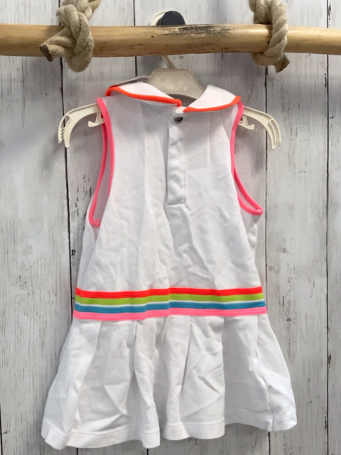 Jacadi Kleid Gr. 92  weiß Neonfarbene Streifen Kragen