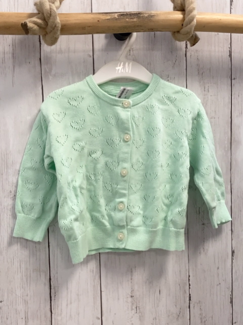 H&M Strickjacke Gr. 80  mintgrün Lochmuster