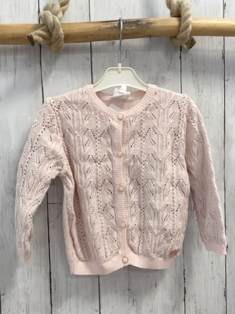 carrement beau Strickjacke Gr. 80  rosa Lochmuster glitzerfäden