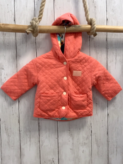 Ted Baker Wendejacke Gr. 74  lachs Rauten Kapuze + weiß bunte Blumen