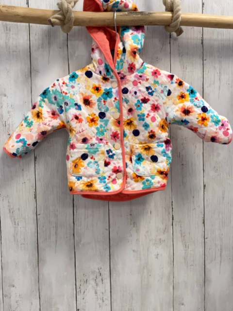 Ted Baker Wendejacke Gr. 74  lachs Rauten Kapuze + weiß bunte Blumen