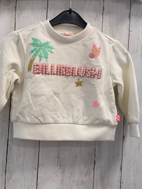 Billieblush  Pullover  Gr. 92  creme Glitzerpalmen Schrift mit weißen Perlen