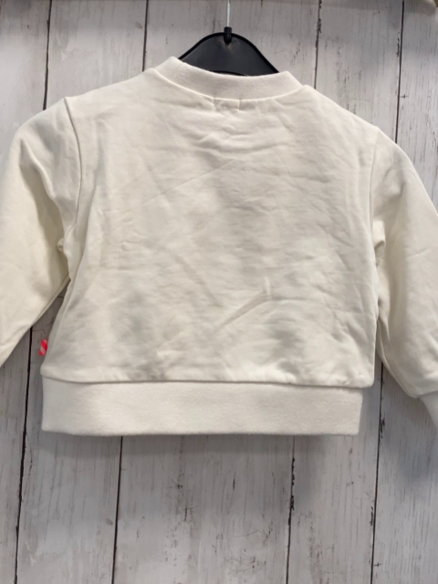 Billieblush  Pullover  Gr. 92  creme Glitzerpalmen Schrift mit weißen Perlen