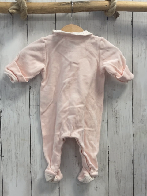 Petit Bateau  Strampler  Gr. 56  hellrosa Nicky weißer Kragen mit schwarzen Punkten 
