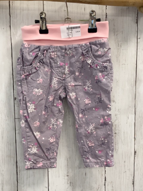  Hose Gr. 68  grau gefüttert Blumen rosa Bund