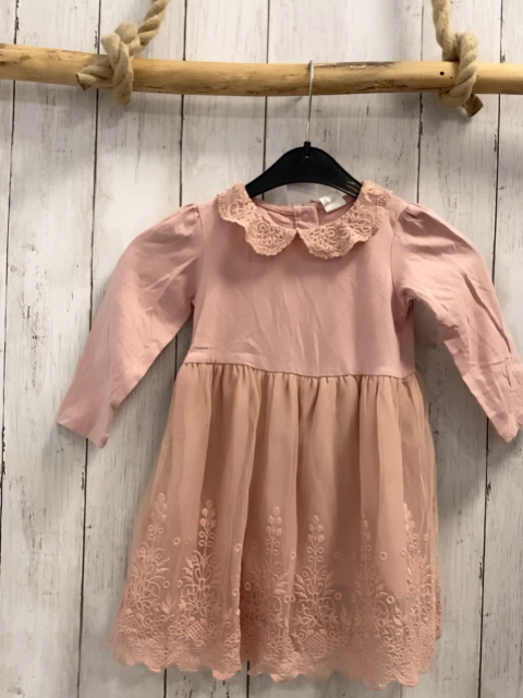 H&M  Kleid  Gr. 86  rosa Tüllüberrock + Kragen mit Blumenstickreei 