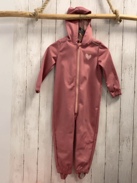 Kuniboo Softshelloverall Gr. 98  altrosa kapuze rosa Herz + Fleeefutter 