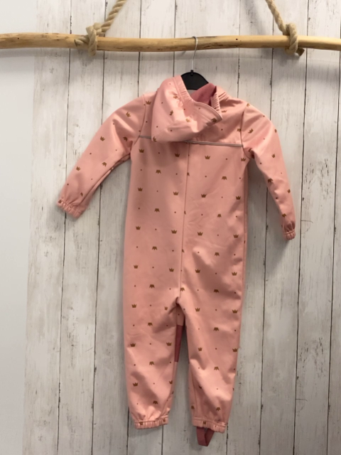 Kuniboo Softshelloverall Gr. 98  rosa goldene Kronen + Punkte Kapuze 