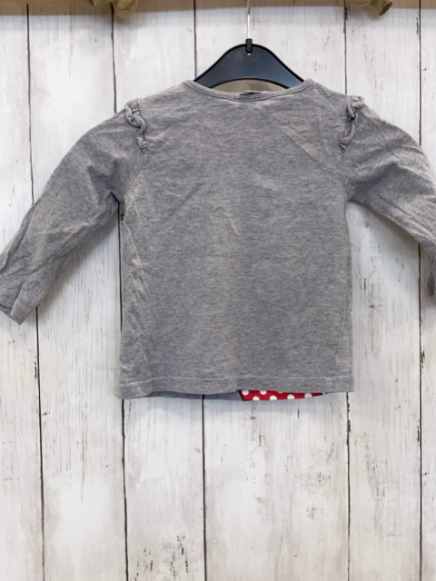 Disney  Langarmshirt  Gr. 86  grau Minnie Mouse mit türkis Glitzerschleife 
