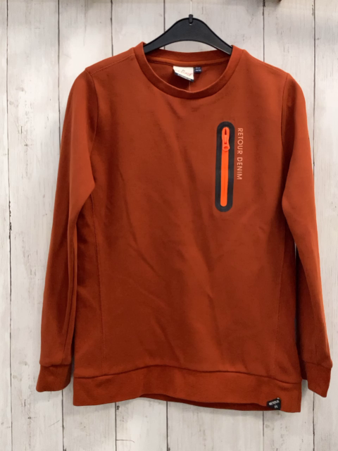 Retour  Pullover  Gr. 146/152  rost orange Reißverschluss schwarze Schrift 