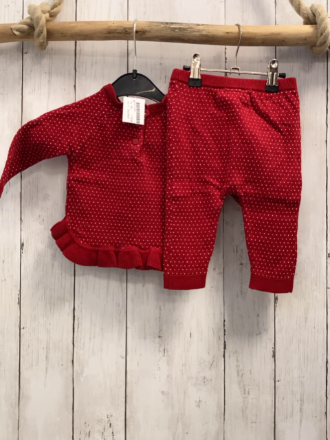 2tlg Next  Pullover + Leggings  Gr. 68  rot weiße Häkchen Strick 
