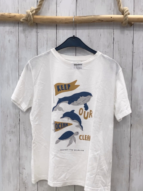 El Corte Inglés  T-Shirt  Gr. 164/170  weiß Wal Delfin Schildkröte Schrift 