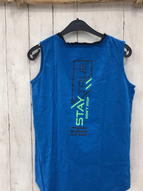 El Corte Inglés  T-Shirt  Gr. 152  blau Schrift schwarzer Bund 