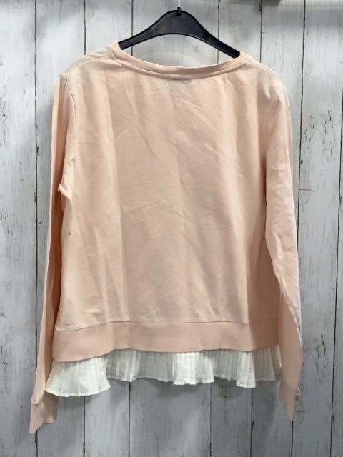 Vila Pullover Gr. L rosa weißer Rüschenbund