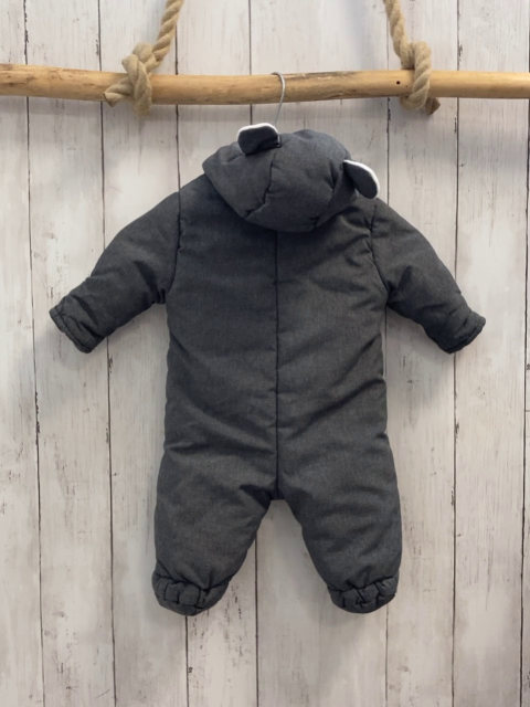   Winteroverall Gr. 56  grau Kapuze mit Ohren weißes Fleecefutter 