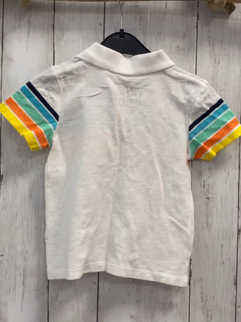   Poloshirt Gr. 104  weiß + bunte Streifen