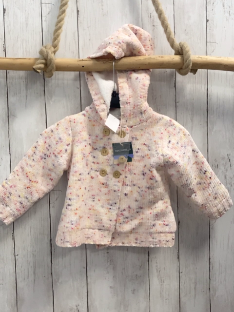 neu Coccodrillo  Strickjacke  Gr. 86  weiß bunt meliert weißes Plüschfutter  