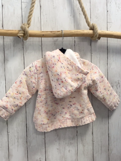 neu Coccodrillo  Strickjacke  Gr. 86  weiß bunt meliert weißes Plüschfutter  