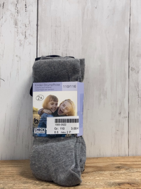 neu 2 Paar  Strumpfhosen  Gr. 110  grau schwarz 