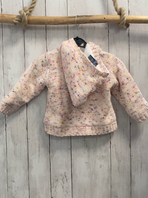 neu Coccodrillo  Strickjacke  Gr. 86  weiß bunt meliert Kapuze weißes Teddyfutter 