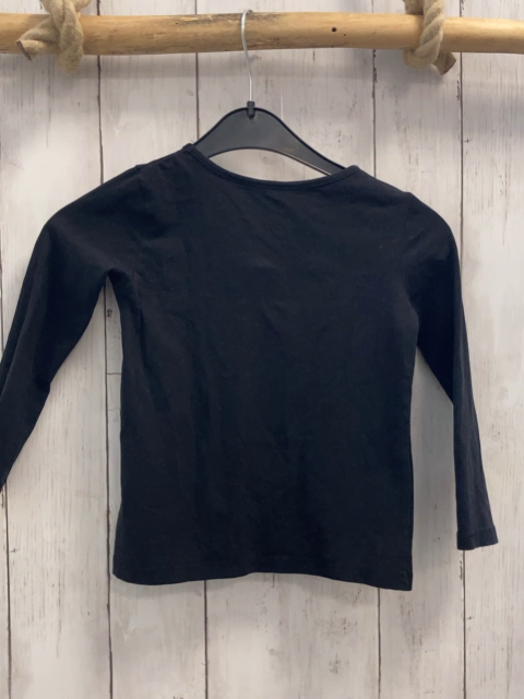 H&M  Langarmshirt  Gr. 98  schwarz Katze silber Glitzerpunkte 