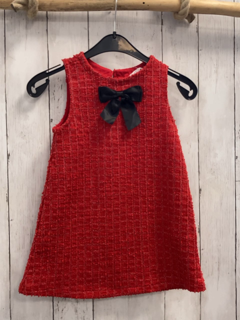 H&M  Kleid  Gr. 98  rot silber kariert schwarze Schleife 
