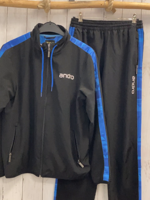 2tlg Andro  Jogginganzug  Gr. 158/164  schwarz + dunkelblau blau gemustert 