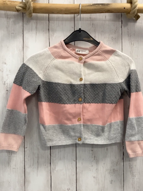 H&M  Strickjacke  Gr. 98  rosa weiß grau hellgraue Streifen 