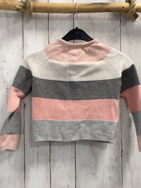 H&M  Strickjacke  Gr. 98  rosa weiß grau hellgraue Streifen 
