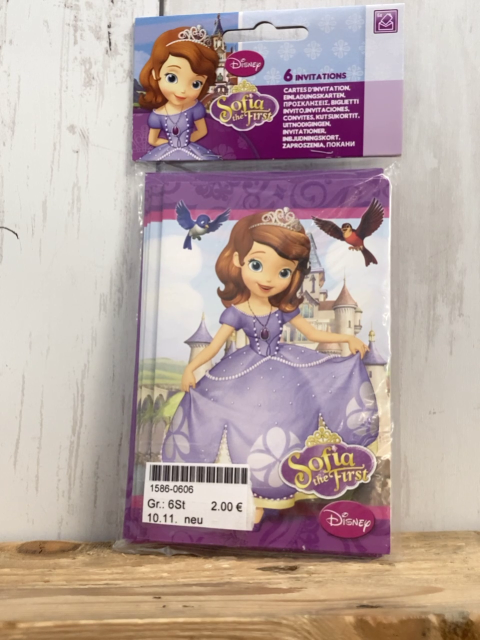 neu Einladungskarten 6 Stück Sofia die Erste 
