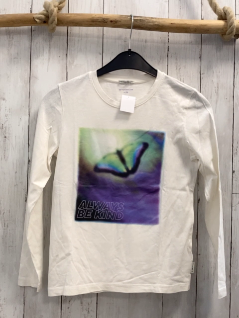 Tom Tailor  Langarmshirt  Gr. 152  weiß lila grün Bild mit Schmetterling 
